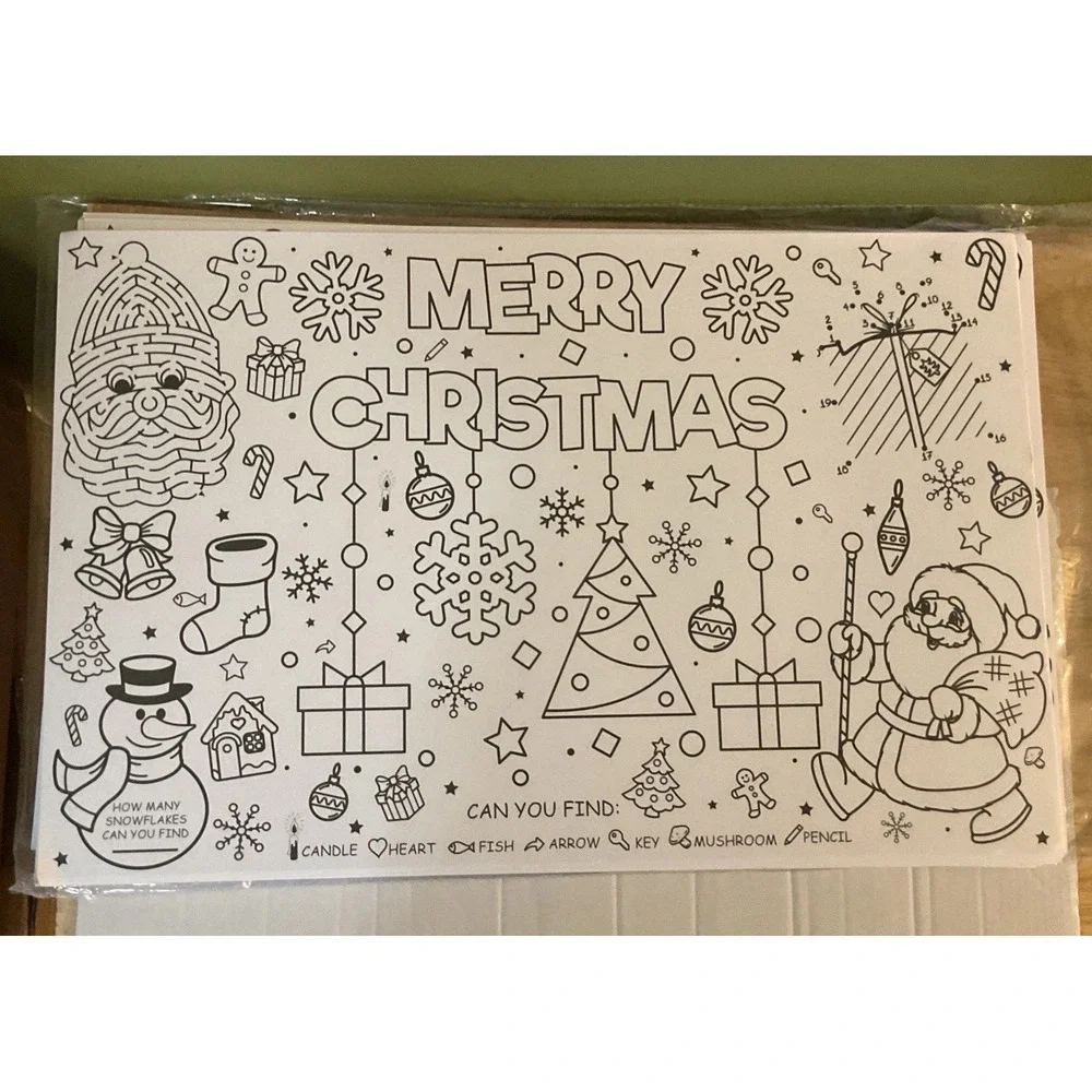 Lot Of 50 Christmas Activity Place Mats,‎ Disposable, Gift Boutique
